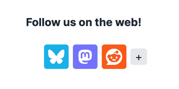 Screenshot showing the social media icons block in the Keila Block Editor